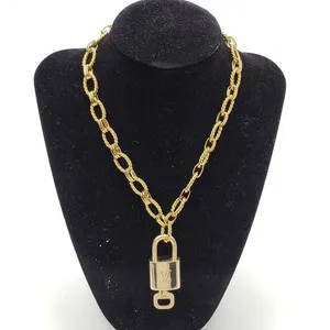 Authentic Authentic Louis Vuitton Lock & Key w/ Unbranded Gold Plated Gold Chain Necklace