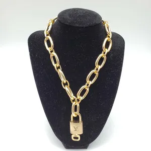 Authentic Authentic Louis Vuitton Lock & Key w/ Unbranded Gold Plated Gold Chain Necklace
