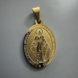 Authentic Jesus Christ Gold Plated Pendant 24” Necklace Virgin Mary Faith Prayer
