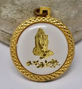 Authentic Eternal Serenity: Vintage Gold-Plated Prayer Pendant