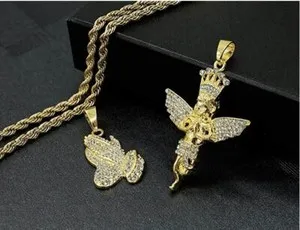 Authentic Radiant Celestials: The Gold-Plated Prayer Hands & Ice Angel Talisman Duo