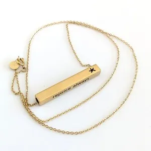 Authentic Starfish Project 14K Gold Plated Stainless Steel Engraved Prayer Bar Necklace