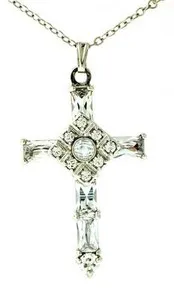Authentic The Sacred Prayer Spanish Cross White Gold Plated Talisman