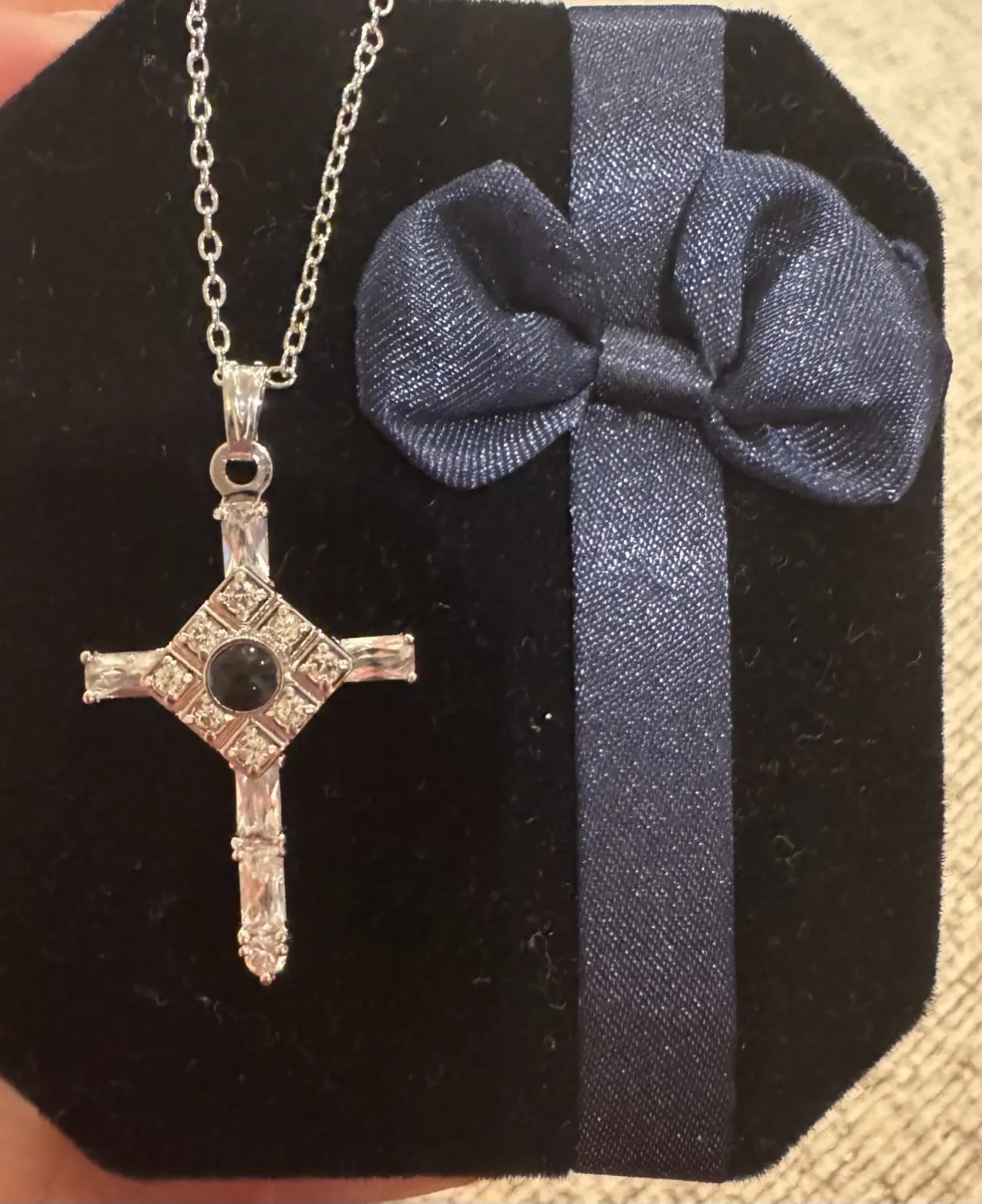 Authentic The Lord's Prayer White Gold Plated CHILDS KIDS Cross Necklace A Seen On TV Girl
