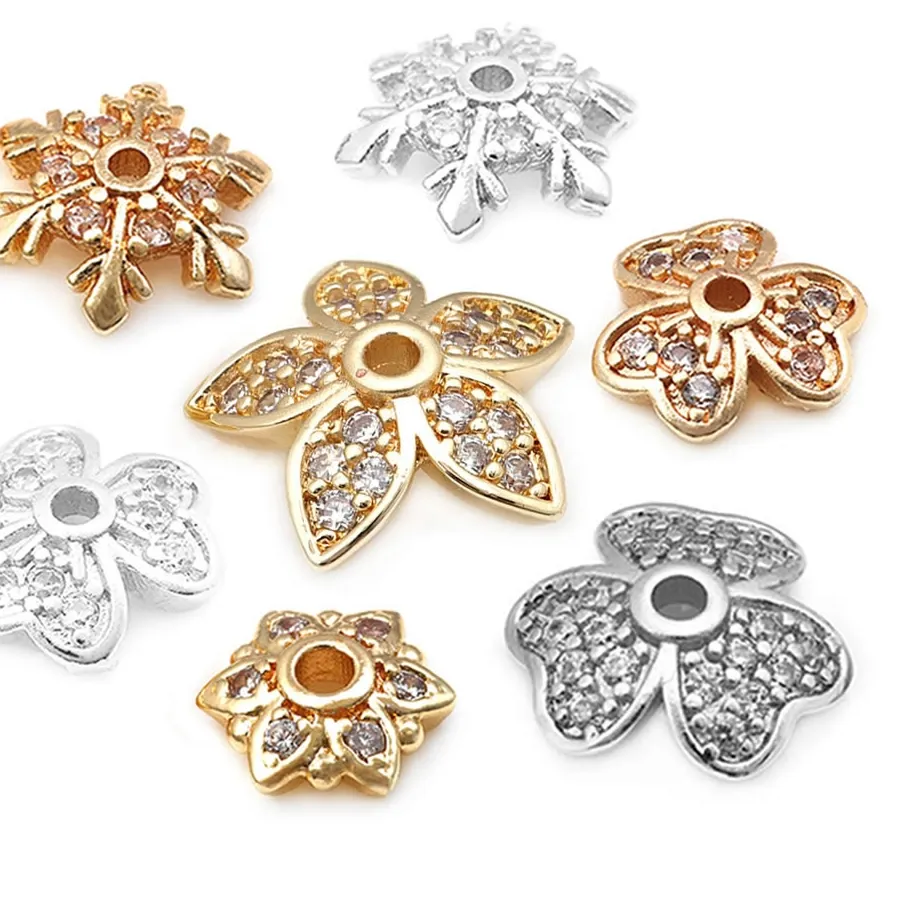 Authentic Heart of Radiance: 18K Gold Plated Zircon Heart Beads
