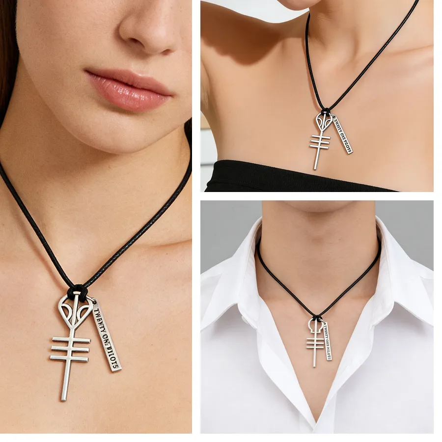 Authentic Pilots Band Necklace Retro Two Charm Pendants Neck Chain Friendship BFF Couple Music Hip Hop Accessories for Women Men Fans
