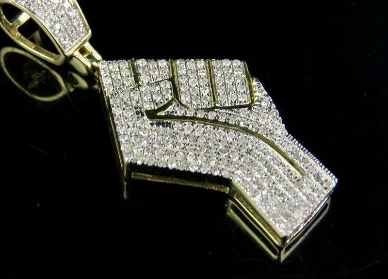 Authentic 2Ct Simulated Diamond Black Lives Matter Men Pendant 1.5' 14K Yellow Gold Plated