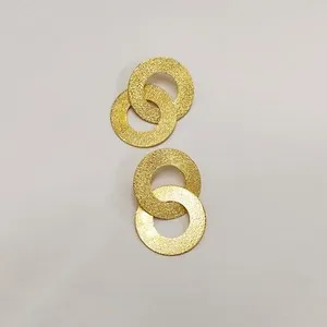 Authentic Linked Circle Gold Studs Handmade Gold Plated Brass Matter Finish Earrings 