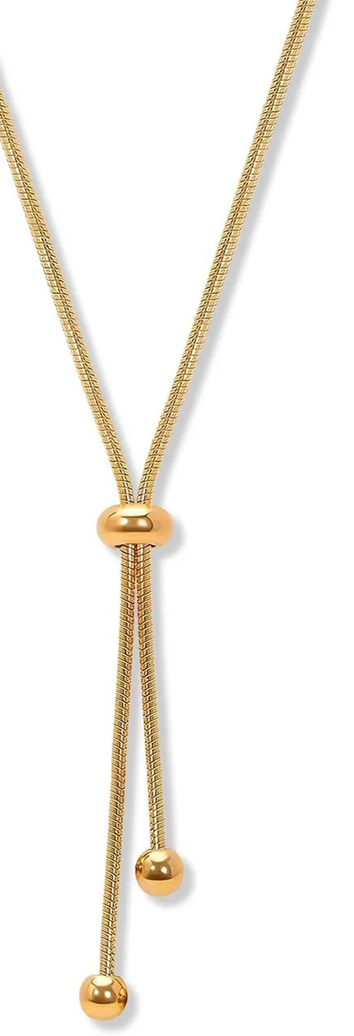 Authentic 18K Gold Plated Y Necklace for Women, Adjustable Lariat Necklace Long Tassel Nec