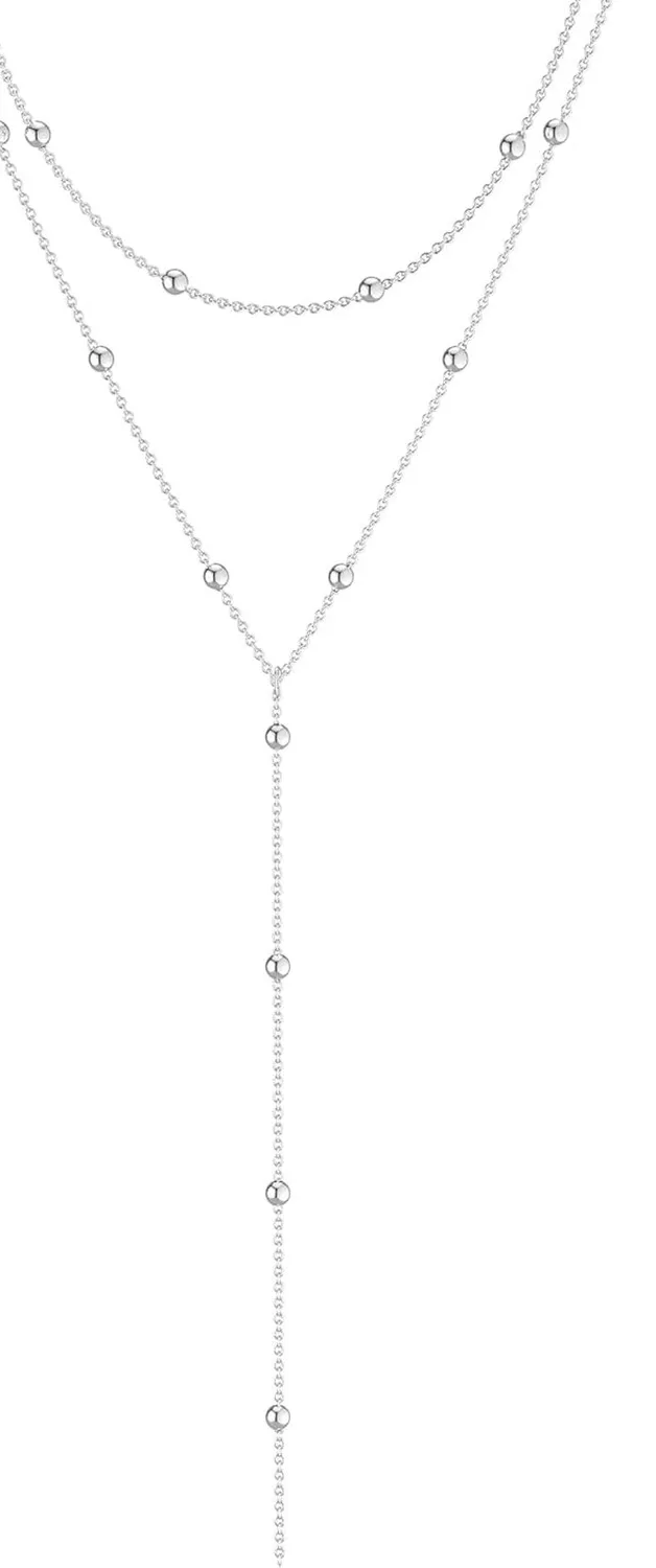 Authentic Lariat Gold Necklace for Women, Dainty Long Necklace 14K Gold Plated/Silver Y-Sh