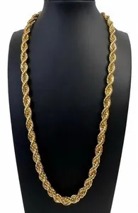 Authentic 8mm Rope Chain 24" Rich 14K Gold Plated Bold Unisex Statement Necklace