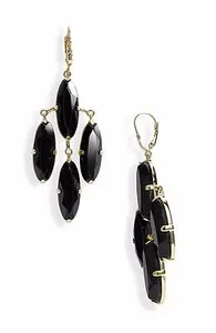 Authentic Kate Spade Gold Plated Chandelier Earrings SPARKLING RICH BLACK Kahina DROP