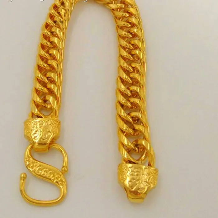 Authentic Mylux Jewelry Fu-Character Boss Chain Men 24K Gold AU999 - Rich gold luster, plump Fu, durable chain, reliable AU999 value prese