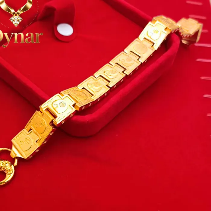 Authentic Dynar Jewelry  14mm auspicious bracelet 9999 fashionable 24K real gold auspicious elephant watch chain rich gold men's euro coin