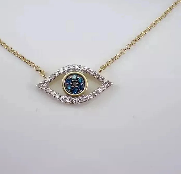Authentic Radiant Ward of the All-Seeing Eye Moissanite Talisman in 14K Gold Plate