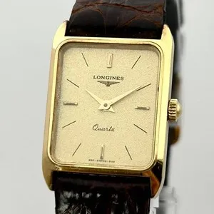 Authentic Longines Rectangular Gold Plated Quartz Dress Watch Women Swiss 18.4mm