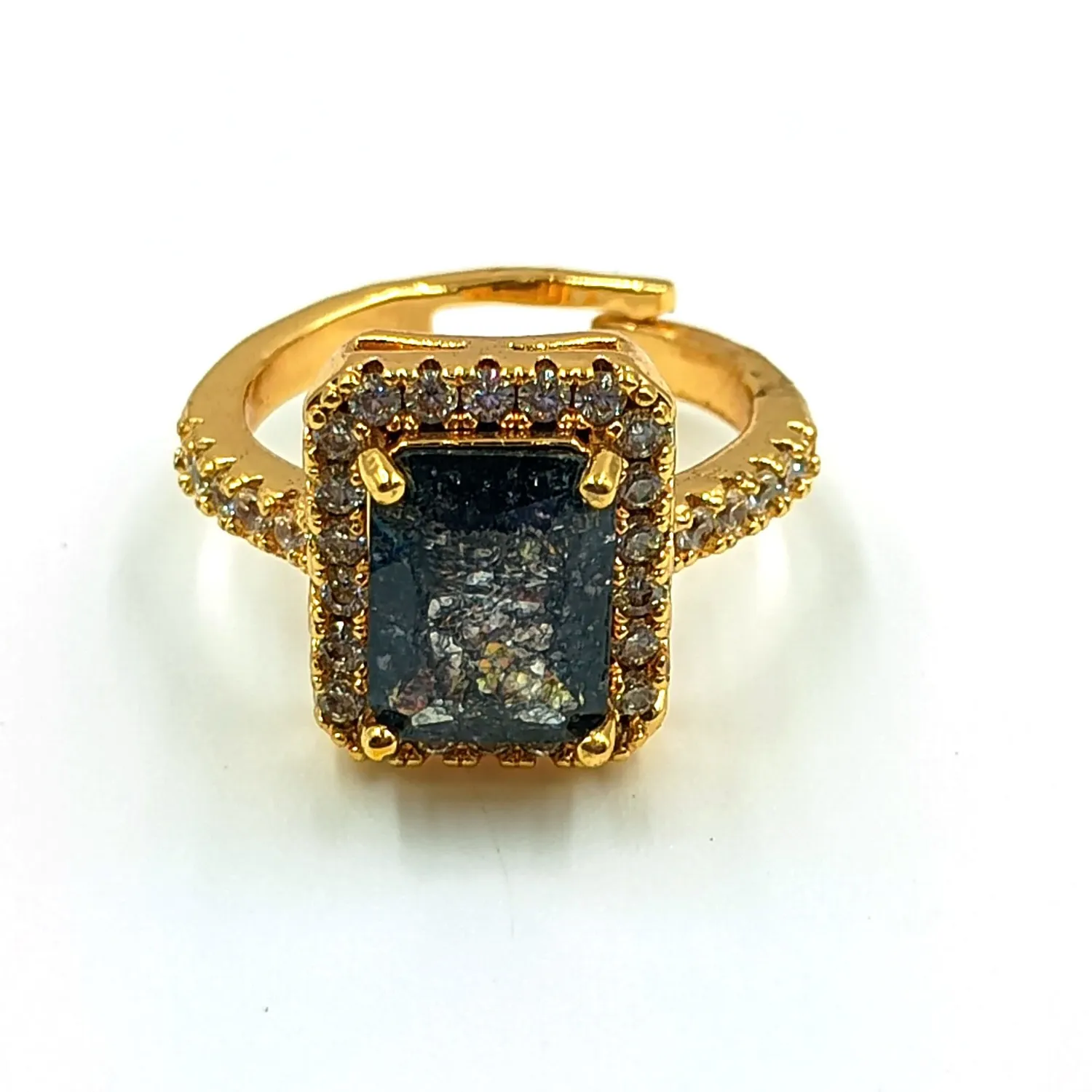 Authentic The Veiled Star: Black Rutilated Quartz and 22k Gold Talisman Ring