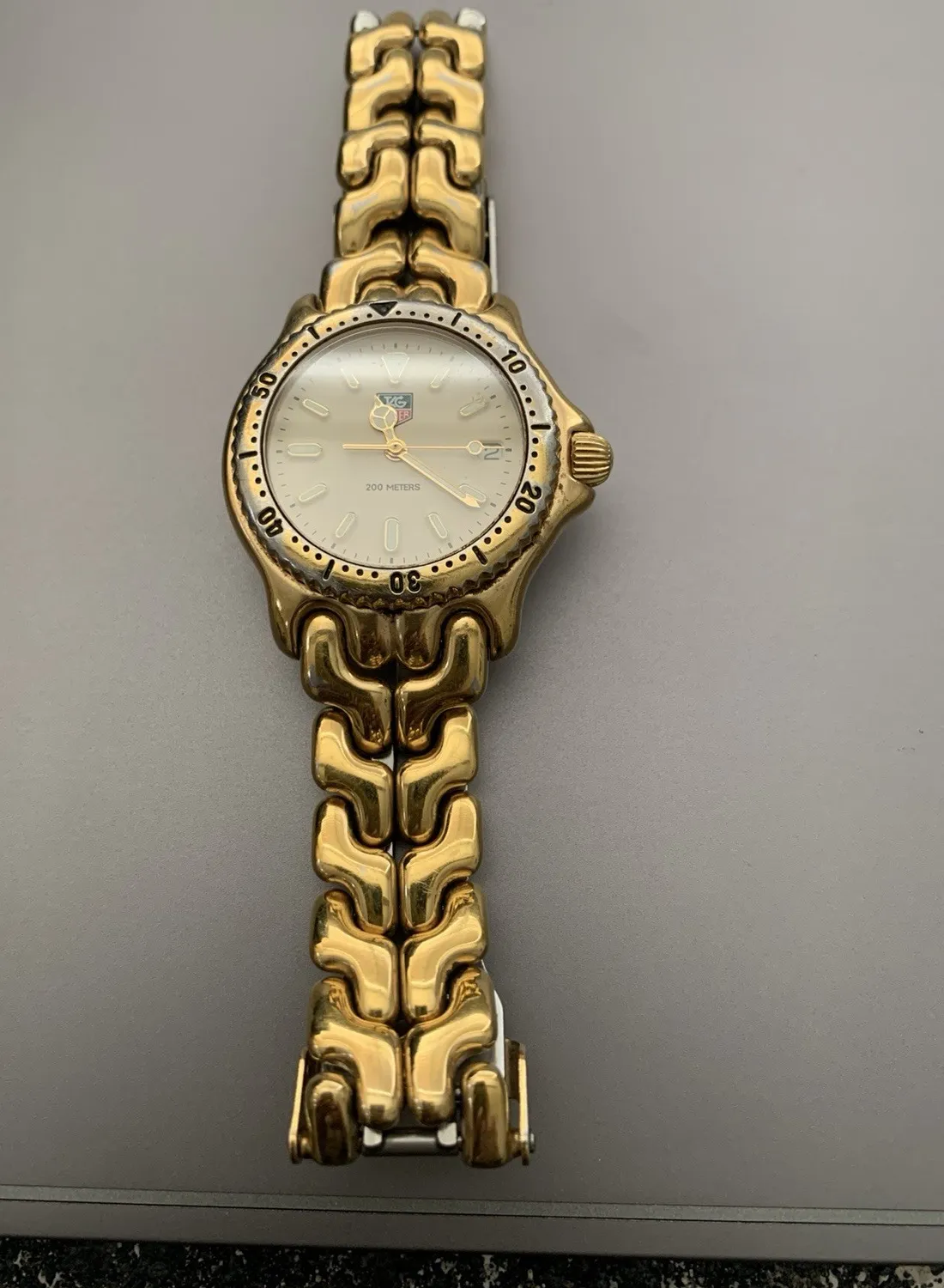 Authentic Tag Heuer SEL Professional 200 Gold-Plated Quartz Watch 80s Vintage