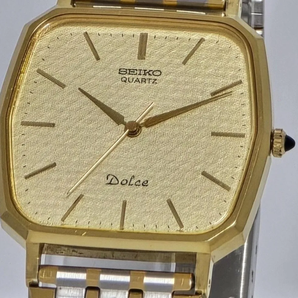 Authentic Seiko Dolce 7731-5120 Gold-Plated Decagon Watch Japan Quartz 077386