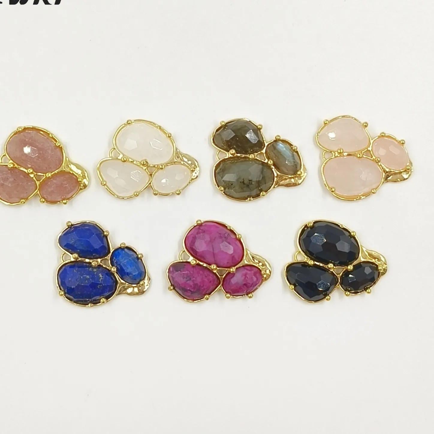 Authentic WT-P2130 Arrival Geometric Gemstone Blackobsidian And Lapics With 18k Gold Plated Pendants For Necklace Findings