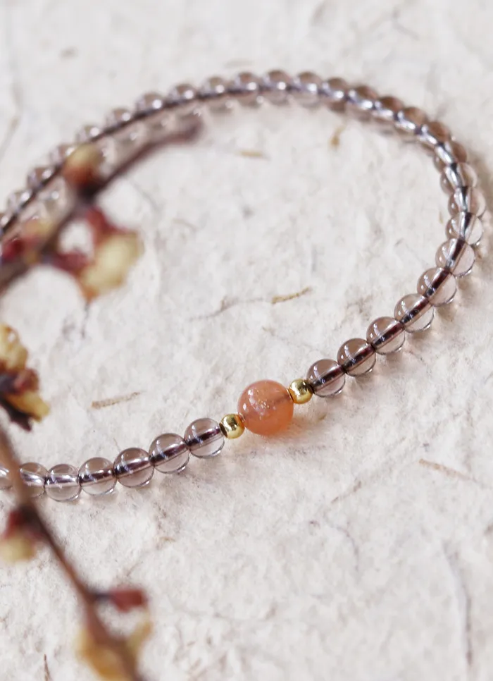 Authentic Lii Ji Real Stone Healing Bracelet Smoky Quartz Sunstone 925 Sterling Silver Gold Plated Bracelet Women Men Jewelry Gift
