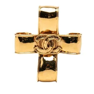 Authentic Chanel Coco Mark Vintage Cross Brooch Gold Plated Women's CHANEL GZl1i8xc