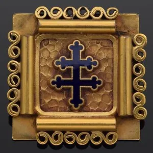 Authentic The Resistance Heart: Antique Gold-Plated Enamel Cross of Lorraine Talisman