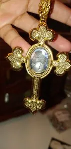 Authentic The Veiled Light: Antique Glass Cross Cameo Talisman