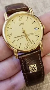 Authentic ✅ CROSS- SWISS Gold Plated - RARE Vintage Quartz Watch - AMAZING Gold Tone !  ✅