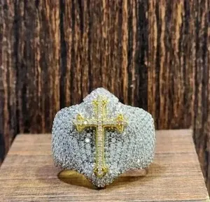 Authentic The Celestial Cross: Radiant Moissanite & Gilded Unity Band