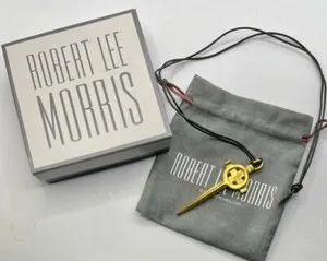 Authentic ROBERT LEE MORRIS RLM CROSS CRUX GOLD PLATED SIGNED w/pouch & box