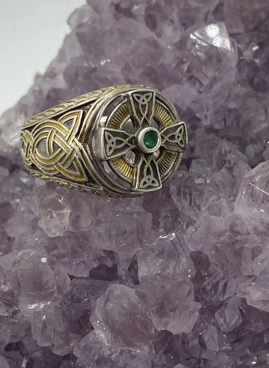 Authentic Crossing into Destiny: Celestial Emerald & Sterling Silver Celtic Cross