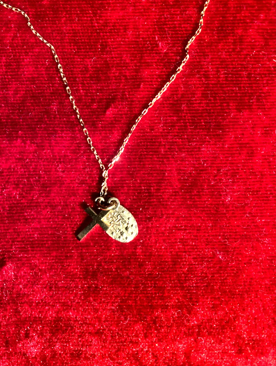 Authentic 925 Silver Chain Gold Plated With Cross And Holy Religiösem Emblem 1,79 Gram