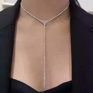 Authentic Celestial Radiance Lariat – 7 Ct Lab-Created Diamond in 14K White Gold Plated Pendant