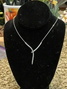 Authentic 2 Ct Round Cut Lab Created Diamond Lariat Necklace In 14K White Gold Plated