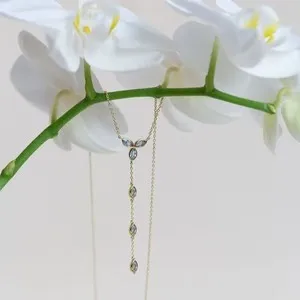 Authentic Guardian of the Sea: 3Ct Marquise Cut Aquamarine Lariat Necklace