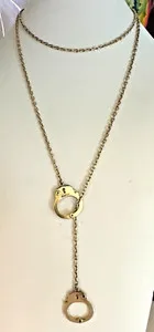 Authentic CHAN LUU DESIGNER LAW-ORDER GOLD PLATED HANDCUFFS LARIAT OVAL LINK 30" NECKLACE