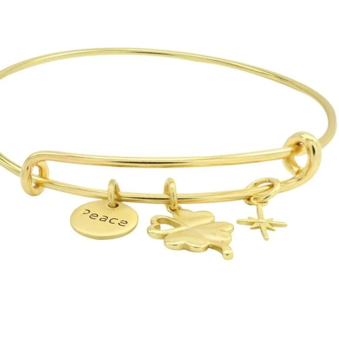 Authentic Harmony's Blessing: Four Leaf Clover &amp; Cosmic Star Charms Bangle