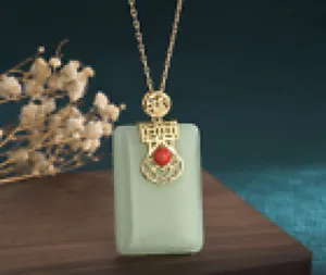 Authentic Ethereal Jade Harmony Amulet in Radiant 18K Gold