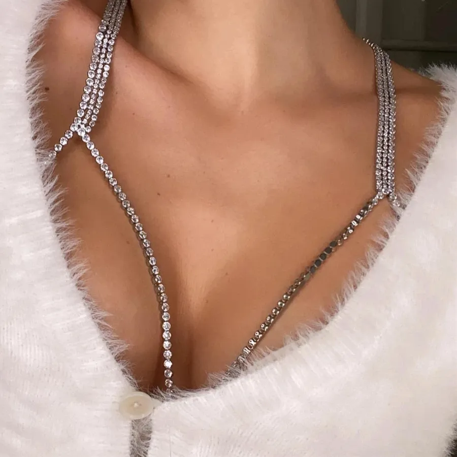 Authentic Simple Chest Chain Bikini Jewelry for Women Crop Top Brazilian Summer Beach 2023 Bra Chain Brest Body Jewelry Gifts