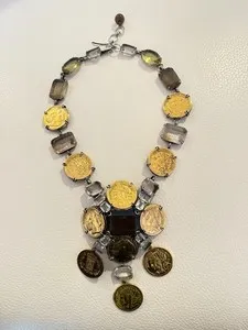 Authentic The Gilded Oracle: Antique Gold-Plated Coin & Smoky Quartz Talisman