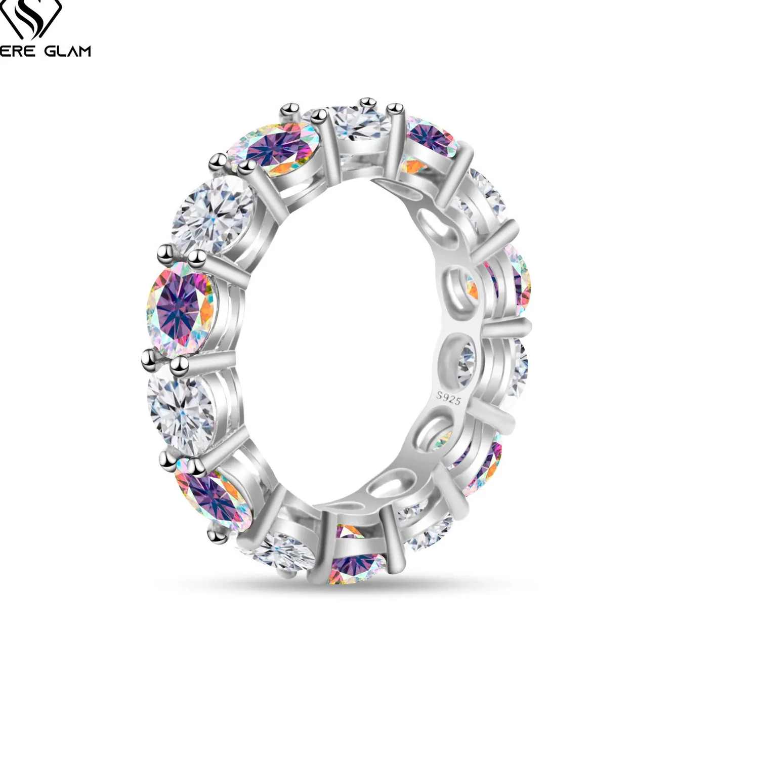Authentic Hot Sale S925 Sterling Silver Ring 0.5*14CT D Color Moissanite Sparkling Fine Jewelry Ring For Women' Wedding Party Gifts