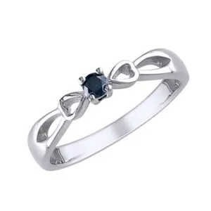 Authentic 1/10 Ct. Enhanced Blue Diamond Promise Ring in 14K White Gold Plated Sterling