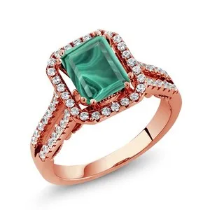 Authentic 18K Rose Gold Plated Silver Emerald Cut 9X7MM Gemstone Birthstone Wedding