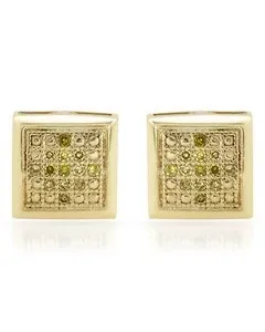 Authentic Lovely Earrings W/0.10ctw Yellow enhanced Diamond in 14K/925 Gold plated Silver