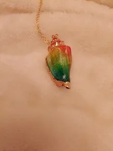 Authentic Color Enhanced Natural Shell Gold Plated Copper Cable Chain Necklace  