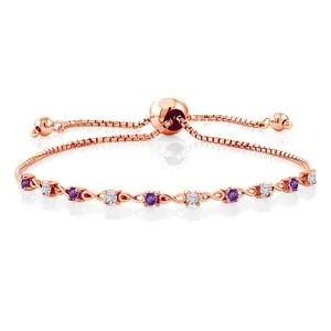 Authentic 18K Rose Gold Plated Silver Gemstone Birthstone and White Moissanite Infinity