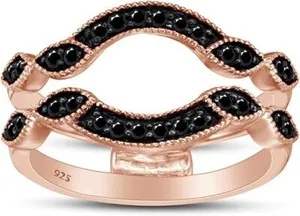 Authentic 1/4ct Enhanced Black Natural Diamond Contour Solitaire Enhancer Ring Sterling