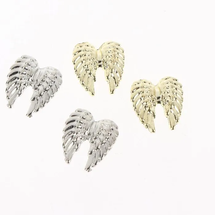 Authentic Enhance Your Nail Art with 2 Pack Gold and Silver Angel Wings Charms for DIY Decoration