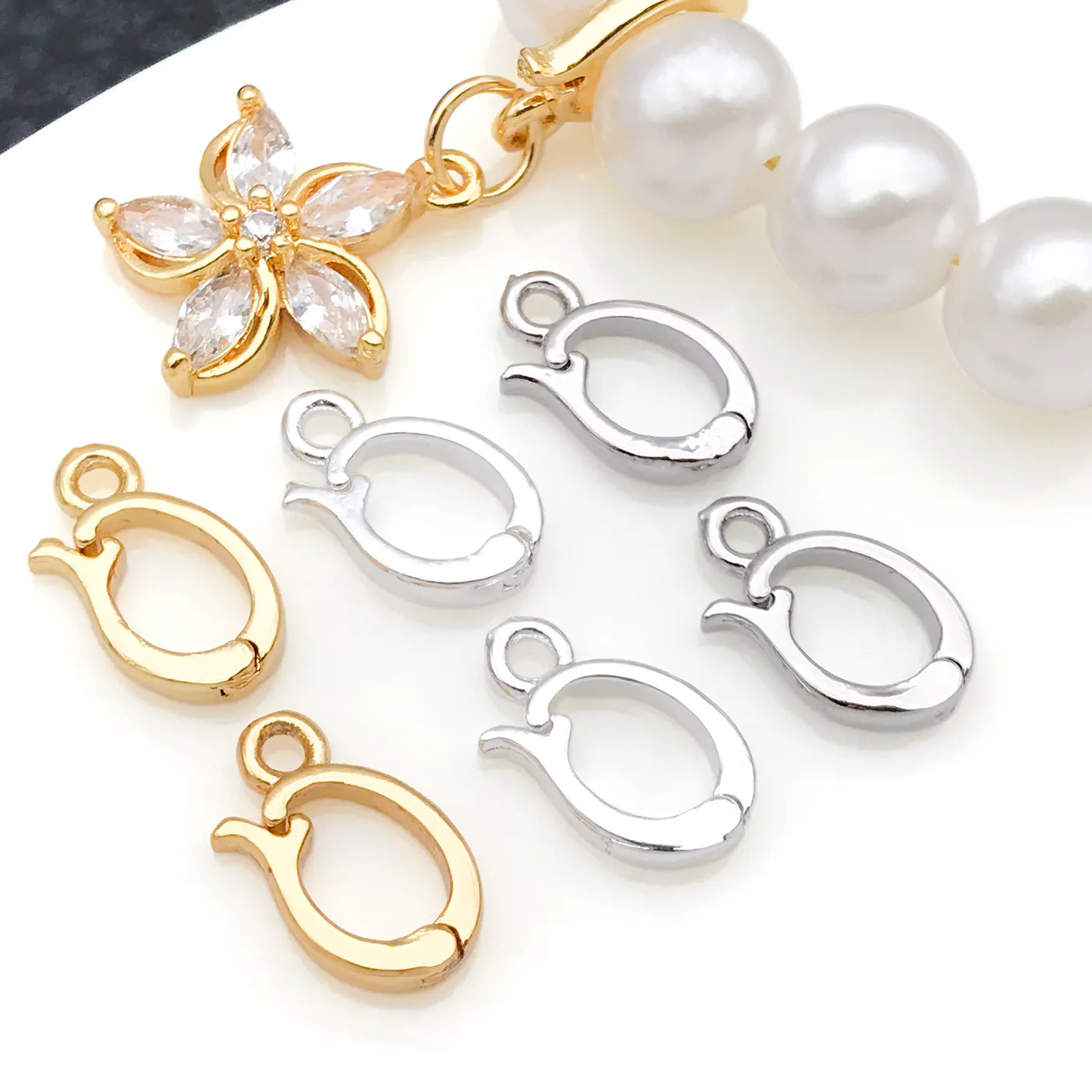 Authentic 2pcs 6.5x11mm 18K Real Gold Plated Brass Hinged Charms Enhancer Bail Clasps For DIY Bracelet Necklace Earrings Jewelry Making